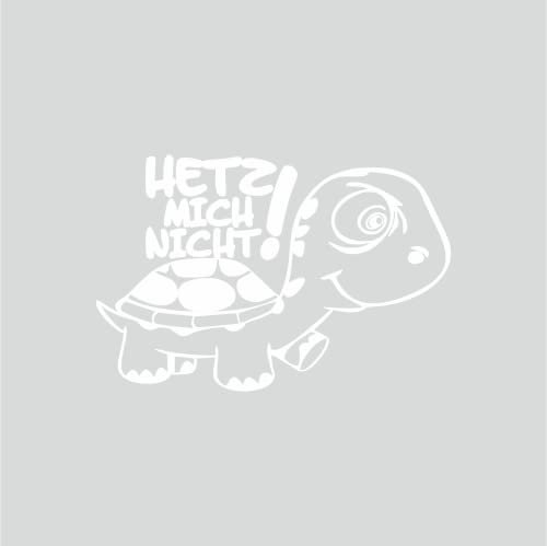 tradercat Auto Aufkleber Hetz Mich Nicht Schildkröte - 15cmx10cm - Sticker für alle Oberflächen - Fenster, Seitenspiegel, Heckscheibe, Motorhaube, Fahrzeug – mit Anleitung (Weiss)