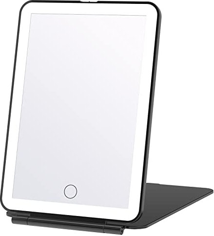 FASCINATE LED Travel Makeup Mirror Rechargeable, Portable Vanity Mirror with 3 Color 72 LED Lighting,Touch Sensor Dimming, Tabletop Cosmetic Mirror