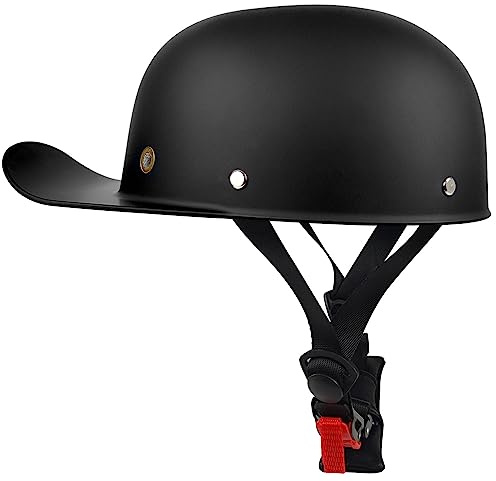 Vintage Motorcycle Helmet Men and Women Adults Open-Face Motorbike Helmets Retro Half Helmet Fashion Baseball Cap Casco DOT Approved (Matte Black, X-Large)