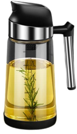 XKONG Flacon distributeur d'huile d'olive en verre avec ouverture anti-goutte Noir 550 ml