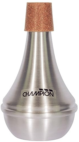 Champion Premium Trumpet Practice Mute Cup | Premium Aluminium Mute with Cork Surround & Protective Felt B & - Black/Aluminum/Cork