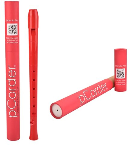 PCORDER pInstrument pCorder Plastic Soprano Recorder with Cardboard Case - Superior Sound Standard and Easy to Clean - Music Recorder Instrument for Beginners - Red