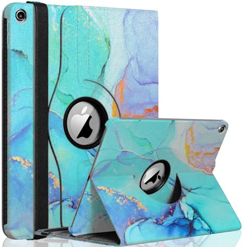 GADGET ARMOUR Funda para iPad de 9ª generación de 10.2 pulgadas 2021, 8ª generación 2020, 7ª generación 2019, funda inteligente giratoria con encendido y apagado automático, mármol verde