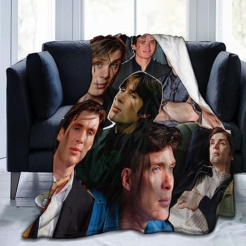 Amkong Cillian Murphy Collage Coperta Flanella Leggero Pile Coperte Biancheria da Letto Divano Divano Decor Nero 152,4 x 127,2 cm