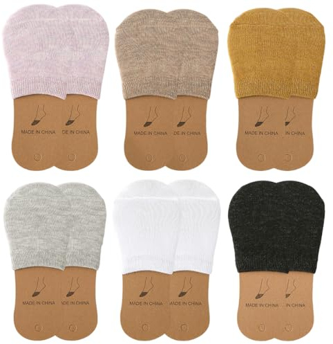 Chaussettes Avant Pied, 6 Paires Invisibles Demi-Chaussettes en Coton, Invisibles Chaussettes À Orteils Femmes FillesChaussettes sans Couture Invisible Orteil Couverture pour Femmes Dame Été