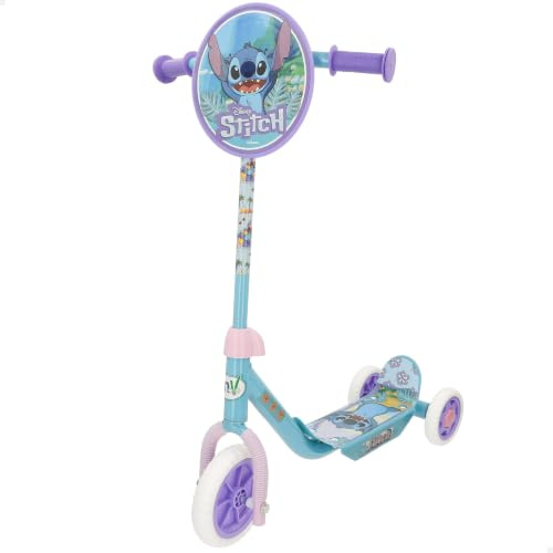 Stitch 3-Wheel Tri Scooter for Kids | Officially Licensed with Exciting Decals | Sturdy Steel Frame Puncture-Proof Tyres | Adjustable Handlebar Height | Age 3+ Years