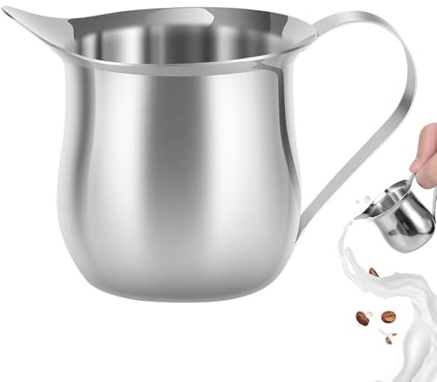 Zopoee Pot à lait en acier inoxydable, pichet doseur avec poignée, gobelet doseur épais en acier inoxydable pour la cuisine, verre doseur de grande capacité, pichet à sirop de 90 ml en acier