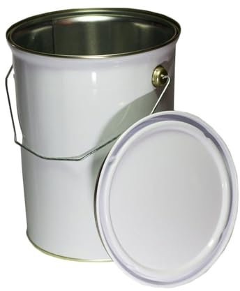 Empty 5 Litre Metal Paint Bucket Tin Can Complete With Lid, 5000ml Storage Container for Solvent Paints