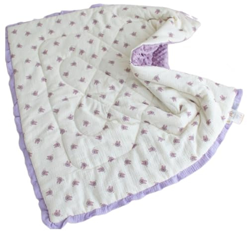 divuukyi Coperta per bambini con bordo in pizzo confortevole trapunta con retro punteggiato design morbido e traspirante piumino caldo per bambini