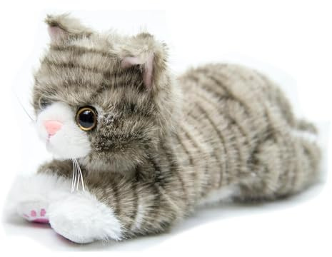 RLOMUTE Peluche Chat Marron de 15.7pouces Animal en Peluche réaliste Doux et Mignon Chaton câlin pour Les fêtes d'anniversaire Les compagnons la décoration Cadeau de Collection pour Les Enfants