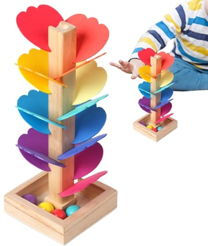 Music Tree Wooden Marble Run – Wooden Musical Tree Marble Run Toy | Colorful Rolling Ball Tower Musical Trree Ball Toy | Woodeen Music Trree Marblle Ruun Montessoris Toys For Toddler Development