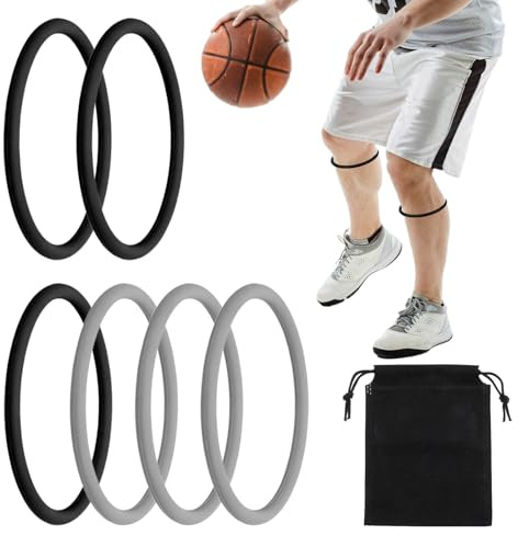 cobee 6 cinghie di supporto per tendine rotuleo, in silicone, elastiche, con custodia, stabilizzatore, ginocchiera, anello rotuleo, per corsa, basket, escursionismo, allenamenti (nero, bianco)