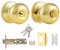 Probrico Polished Brass Door Knob with Lock and Key External Door Lock Keyed Entry Door Handle (Different Key) 1 Pack