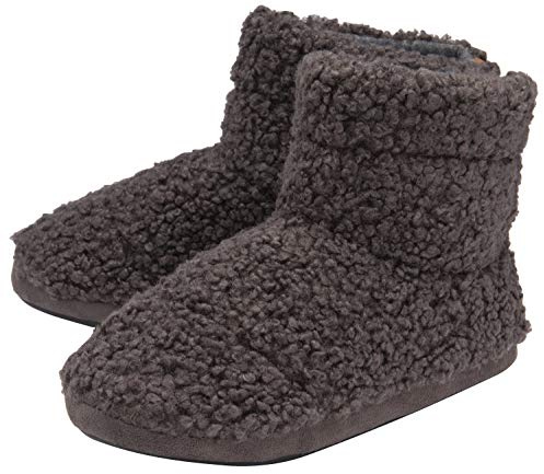 DUNLOP - Mens Furry Sherpa Slipper Boots - Memory Foam Plush Indoor House Slippers - Ankle Boot Slippers - Gifts for Men