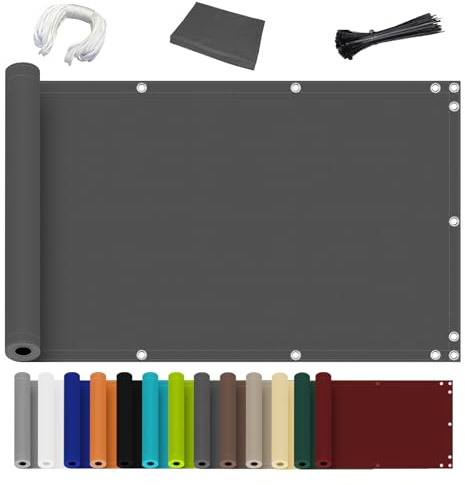 Balkon Sichtschutz Ohne Bohren, 50x400cm, Blickdichte Balkonverkleidung Balkonabdeckung Wetterfest UV-Schutz 100% Schutz der Privatsphäre für Balkon Garten Anthrazit 50x400cm