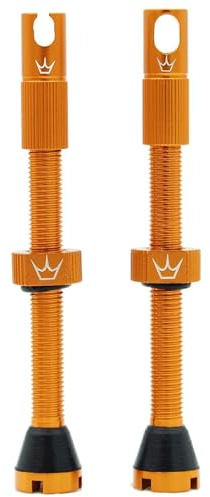 Peaty's X Chris King MK2 Valvole Tubeless Presta con Strumento Multifunzione - Set Valvola Tubeless in Lega Aeronautica 7075 per MTB, Strada e Gravel, Adatte per Tutti gli Inserti - 60 mm, Arancione