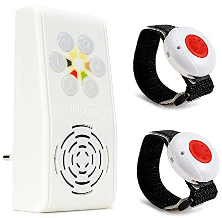 HelpLine 230: Hausnotruf mit Notruf Sendern für die häusliche Pflege, Pflegeruf Set mit 2x Armbandsender