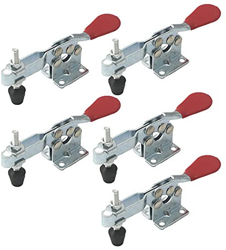 5 Pièces Sauterelles de Menuisier, Fixe Galvanisé Vertical, Serrage à Genouillère Type, Outil à Main Capacité de Maintien, pour Casiers de Coffre de Coffre d'Armoire de Porte