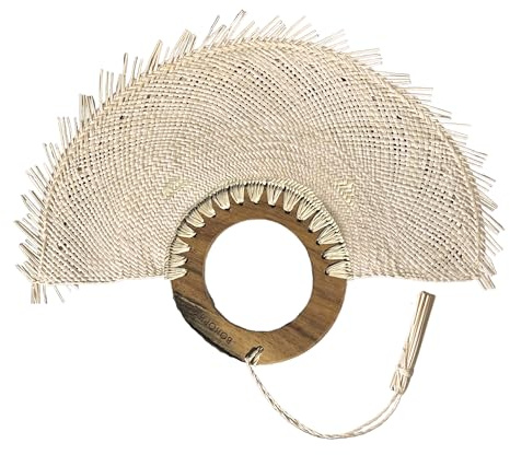 BOHOPHY Straw Palm Hand Held Fan - Handmade Abanico De Mano Woven Hand Fan - Unique Boho Accessories for Personal Use, Wedding Favors, Wall Decor, Fiestas, Bridal Party Souvenirs