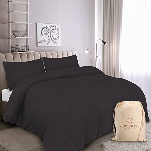 Juego de funda de edredón tamaño Super King, juego de funda de edredón de 3 piezas de 1000 hilos, juego de ropa de cama gris oscuro, 2 fundas de almohada), ropa de cama de lujo de algodón egipcio