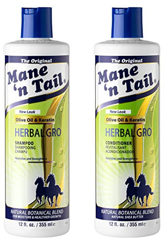 Mane 'n Tail Herbal Gro Shampoo and Conditioner Twin Pack, Nourishes and Strengthens, Olive Oil and Keratin, 355 ml (Pack of 1)