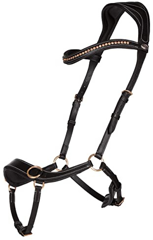 QHP Gebisslose Leder Trense Anatomical (Vollblut, schwarz)
