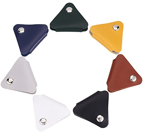GORGECRAFT 7 Colores Triángulo Cuerda de Cuero Cuerda Clips de Cable Soporte USB Correas de Cable Corbatas de Sujeción Organizador de Alambre con Botones A Presión de Aleación Gestión de Cable