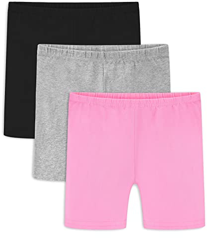 Auranso Girls Bike Shorts Cartwheel Breathable and Safety Biker Under Dress Dance Shorts Black Pink Grey 5-6T