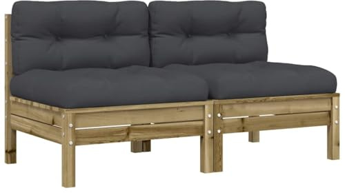 vidaXL Canapé de Jardin sans Accoudoirs et Coussins 2 pcs, Sièges avec Dossier, Meubles de Terrasse Patio Arrière-Cour Extérieur, Pin Imprégné