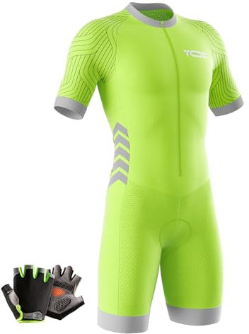 VOXCAUTQ Combinaison de Cyclisme pour Homme,Combinaison Triathlon Homme - Tenue Sport Manches Courtes pour Natation/Cyclisme/Course (Typ-7,M)
