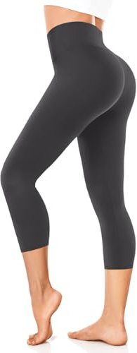 FuelMeFoot Leggings 3/4 para mujer, cintura alta, color negro, opacos, para deporte, yoga, gimnasio.