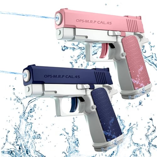 Wasserpistole Kinder 2 Stück Wasserpistolen Klein Wasserspritzpistole Reichweite 10 Meter Water Gun für Kinder Sommer Freien Pool Strand Wasserspielzeug (Blau+Rosa)