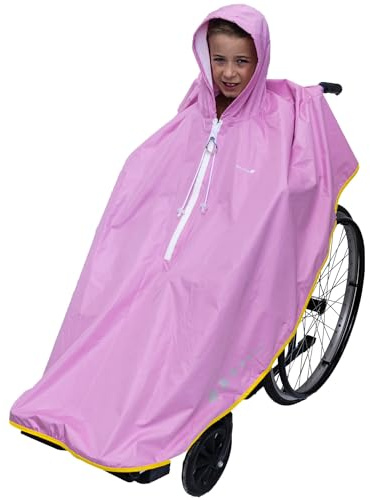 GOTITA Vattentät poncho för barnrullstol – regnrock för barn – regnkappa för rullstol – italiensk design poncho (rosa)