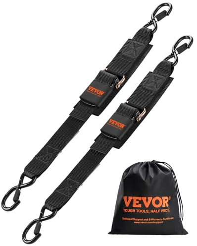 VEVOR Boat Trailer Transom Straps (2PK), 2’’ x 24’’ Adjustable Boat Straps 1,500lb Break Strength with Security Lock S Hooks and Boat Pads, Transom Tiedowns for Trailer, Boat or Kayak Secure