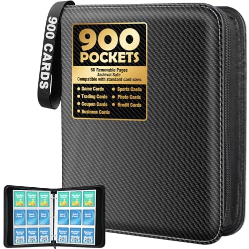 Card Binder 9 Pocket, 900 Pockets Card Holder Compatible with Game Cards Gift for Girls, Trading Card Binder Album Case Book Storage For Photocards, Large,Black