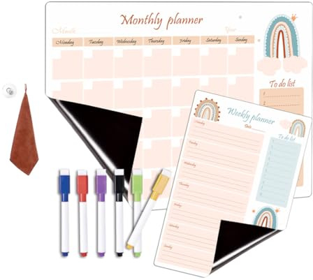 Lavagna magnetica da parete frigo Cancellabile Pianificazione la Planning Settimanale magnetico e Agenda Mensile, Calendario Magnetico Frigo Lavagna Settimanale calamitata morbida