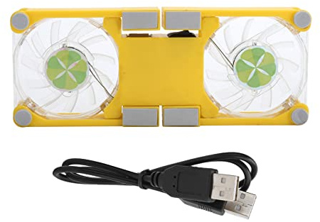 Greensen Base di Raffreddamento per Laptop, Supporto Pieghevole Portatile per Notebook con Doppia Ventola e Luce LED Blu per Notebook da 15-17 Pollici (YELLOW)