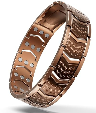 vapeples Copper Bracelet for Men,3X Magnetic,3800 Gauss,99.99% Pure Copper Magnetic Bracelets for Men, Power Balance,Shield Design,Gift Box Packaging With Adjustment Tool