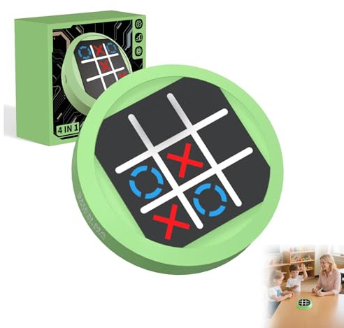SUNNIFLY Tres en Raya Electronico，3 Modos de Consola de Rompecabezas，Tic TAC Toe para Reuniones Familiares, Juegos Diarios, Camping, Regalos de Cumpleaños (Verde)