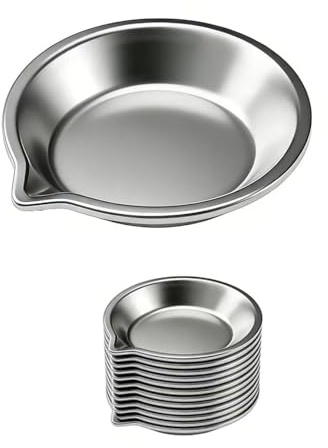 16 Piezas Paleta de Pintura Acero Inoxidable Metal Bandeja de Acuarela con Boca Pequeña Paletas Redondas para Maquillaje Pinturas Acrílicas Mezcla Pigmentos