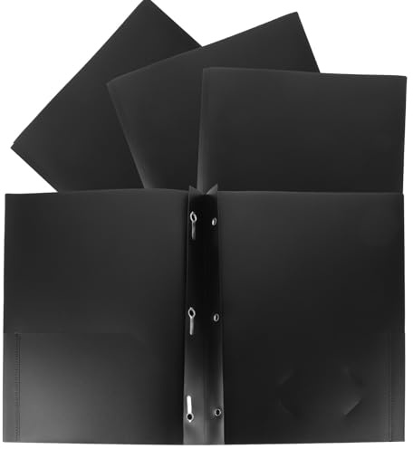IMIKEYA 4 Pièces Chemise de Classement Papier en Plastique, Pochette pour Dossiers de Bureau, Double Fente, Noir, pour Documents et Papiers, Bureau