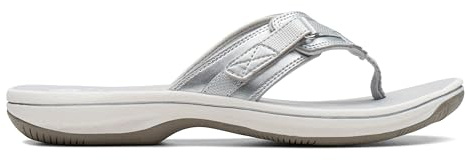 Clarks Brinkley Sea Synthetic Sandals In Silver Standard Fit Size 6