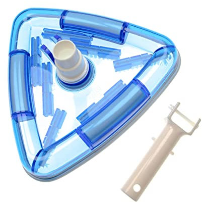 vhbw pulisci Fondo per Piscina da collegare a Pompe di aspirazione, Skimmer - aspiratore da 32/38mm, Triangolare, Bianco/Blu (Trasparente)