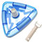 vhbw Swimmingpool-Bodensauger zur Anbringung an Poolpumpe, Skimmer - Poolsauger mit 32/38mm Schlauchanschluss, dreieckig, weiß/blau (transparent)