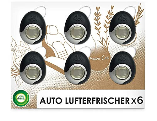 Air Wick Auto-Lufterfrischer – Duftspender für das Auto gegen unangenehmen Geruch – Duft: Holz und Leder, 6er Megapack