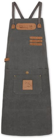 Black Forest Fox® CANVAS ART Kochschürze Grillschürze für Männer und Frauen - Küchen Schürze für Herren - Ideal als Geschenk für Männer, Oma oder Opa – robustes Canvas Schürze Damen Grau-Art