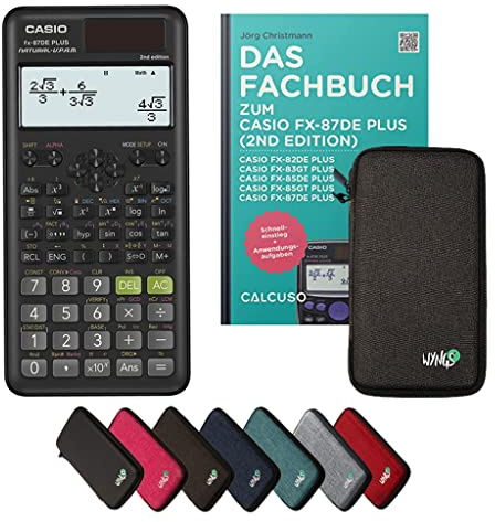 Casio fx-87DE Plus 2nd Edition Incl. Funda Protectora Gris Oscuro y Libro especializado (48 páginas, DIN A5) – Calculadora científica – Smart Set (Alemán)