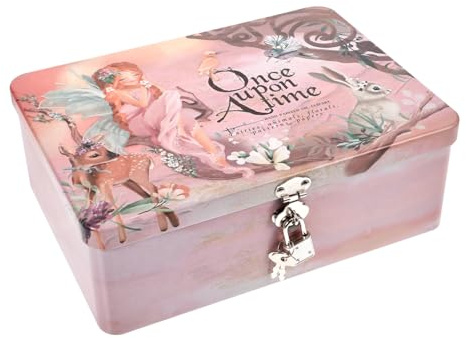 CIYODO Vintage Tinplate Storage Box with Lock 9.65X7.09X3.35 Inch Decorative Case for Jewellery Chocolates and Photos