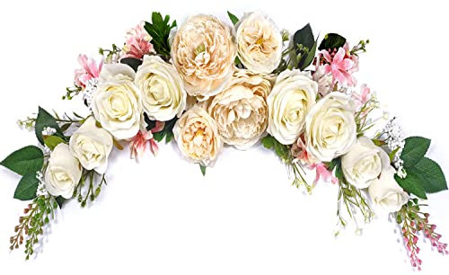 Pfingstrosen Girlande für Hochzeit, Kunstblumen für Tür, Wand und Party Dekoration - Champagner Swag