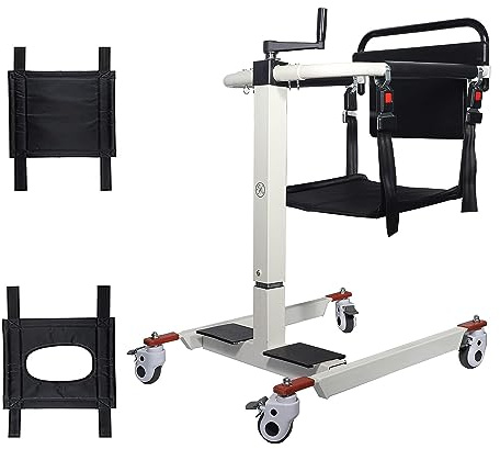 Patient Lift Transfer Chair Lift for Home Wheelchair,Portable Car Lift Bedside Commode Chair Steel Lift Aid, Adjustable Height Bathroom Wheelchair for Caregivers Elderly Living (Standard)